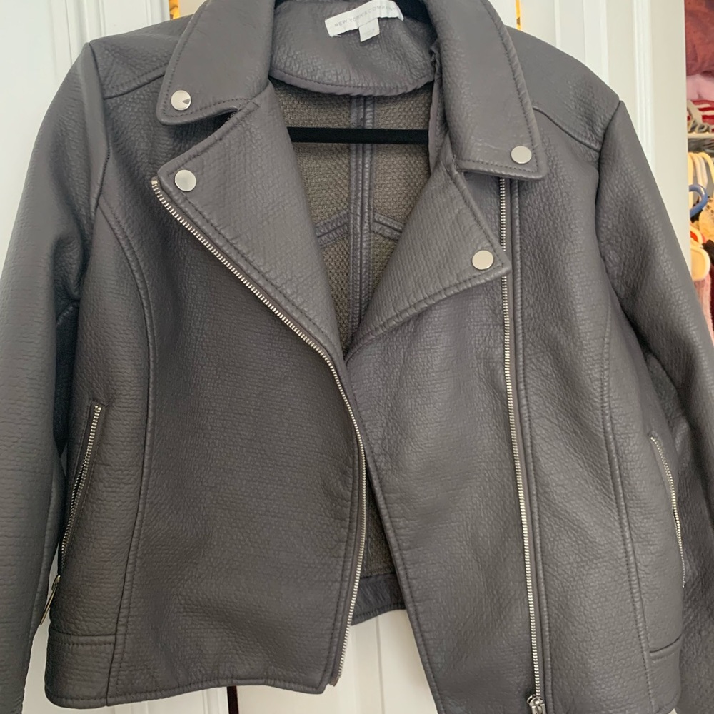 New York and Company grey faux leather jacket